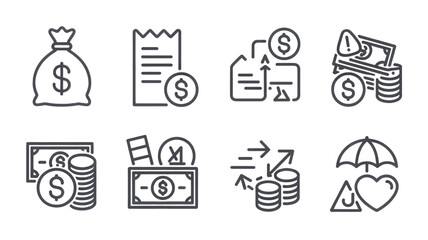 Financial Icons and Money Symbols
Business and Currency Line Icons