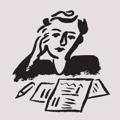 Concept Illustration of a Person in Deep Thought Representing Brain Cognition