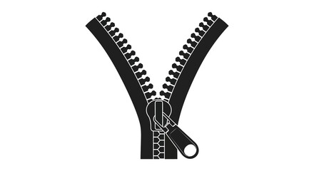 A detailed illustration of an open zipper with both sides parted showcasing a striking silhouette high quality professional © Komla02