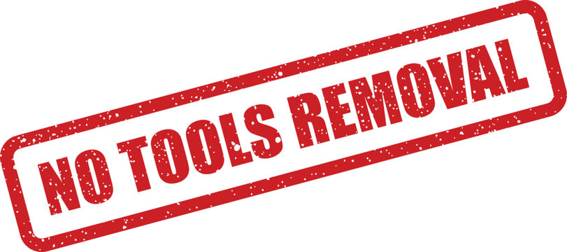 A distinct red rubber stamp with grunge effect emphatically states a prohibition against tools removal
