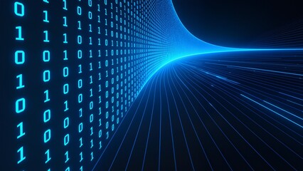 Obraz premium Digital binary code tunnel
