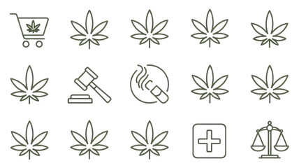 Cannabis and Legalization Line Icons
Health and Legal Symbol Collection