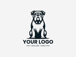Strong pitbull dog head representing loyalty power and bold protective character in black vector logo illustration