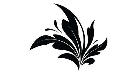 Fototapeta premium A striking black floral design featuring curved leaves and stems presented as a bold silhouette high quality professional