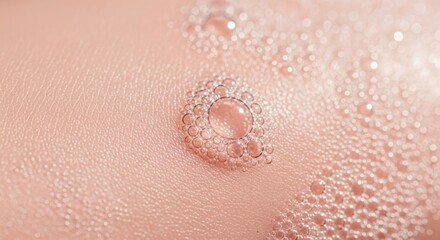 Fototapeta premium Close up skin surface with water droplets and a large bubble