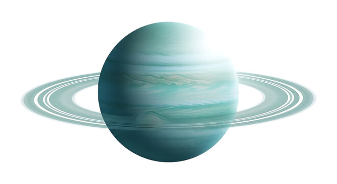 Uranus planet with rings in space isolated on a transparent background astronomy