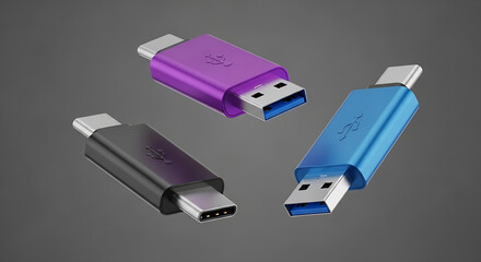 Portable USB-C Male to USB-A Female Connectors for Mobile Devices