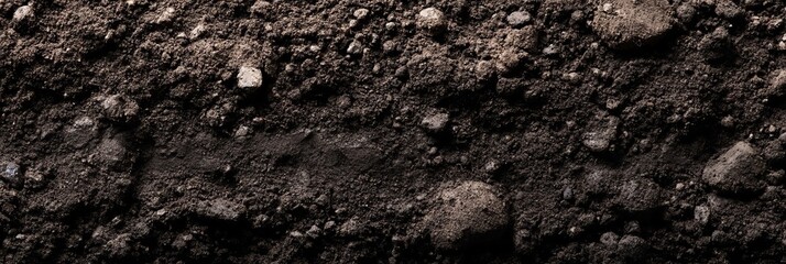 Rich Dark Organic Forest Dirt Texture with Rocky Soil Base, Pebbles, and Natural Ground Layer Detail