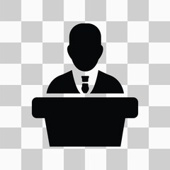Silhouette Politician at Podium Leadership Icon Vector