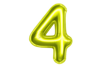 Number 4 gold metallic foil balloon floating