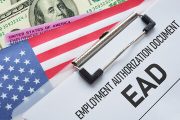Employment Authorization Document EAD Card Showing Legal Right to Work, Immigration Status, Work Permit Approval and Employment Eligibility Verification in the United States © Andrii