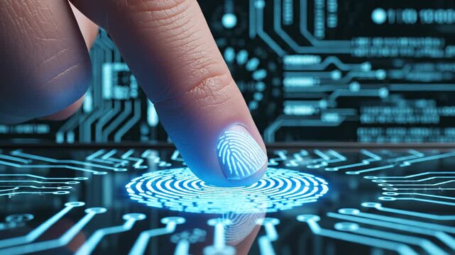 Finger touching digital fingerprint scanner