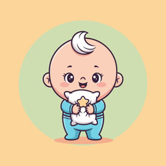 Adorable Cartoon Baby Holding Toy Star.