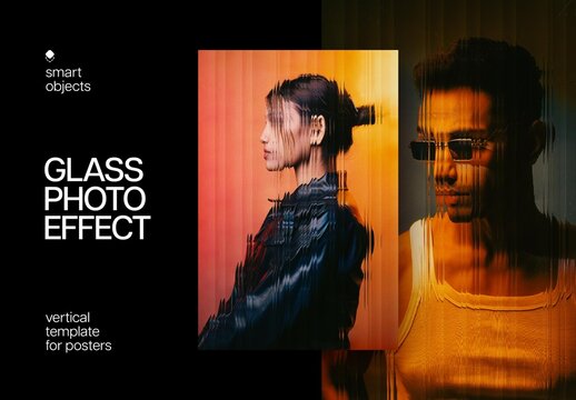 Glass Poster Photo Effect Mockup
