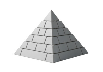 Gray pyramid structure made of bricks isolated on transparent background