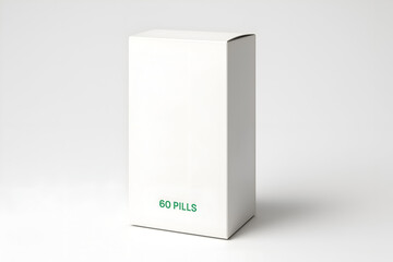 Naklejka premium Blank white vertical medicine packaging box mockup with green text 