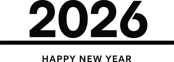 Vector Illustration of 2026 Happy New Year Greeting Card Design