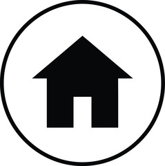 Vector Illustration of Black house icon in a circle on white background