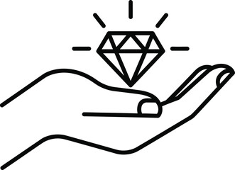 Vector Illustration of Hand holding a diamond, luxury and elegance in simple line art