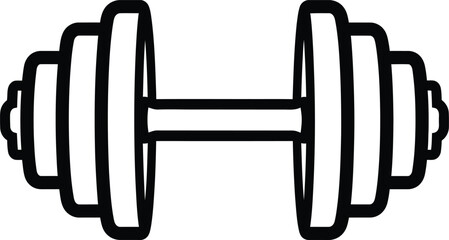 Vector Illustration of Black and white dumbbell icon for fitness and exercise