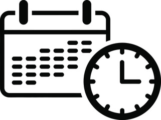 Vector Illustration of Calendar and clock icon symbolizing time management and scheduling
