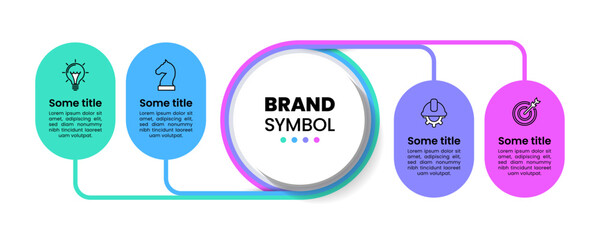 Infographic template. 4 connected banners with icons and text