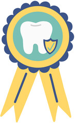 Healthy Tooth Rosette Award Ribbon Vector Illustration