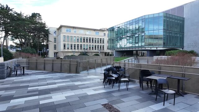 This ground-level walk across the USF campus highlights brick walkways, classic architecture, and quiet courtyards, offering a natural sense of movement and atmosphere within the city setting