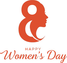 Vector Illustration of Happy Women's Day Illustration with Elegant Orange Silhouette Design