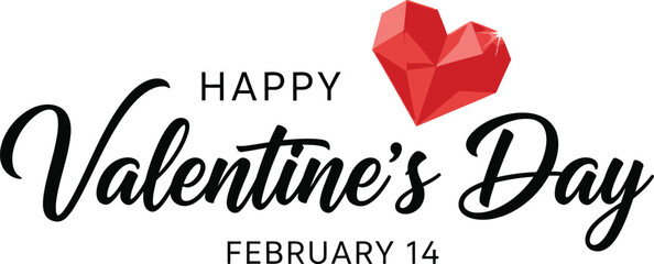 Vector Illustration of Valentine's Day Greeting with Heart Design - February 14