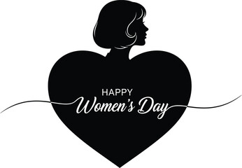 Vector Illustration of Happy Women's Day Silhouette Heart Illustration