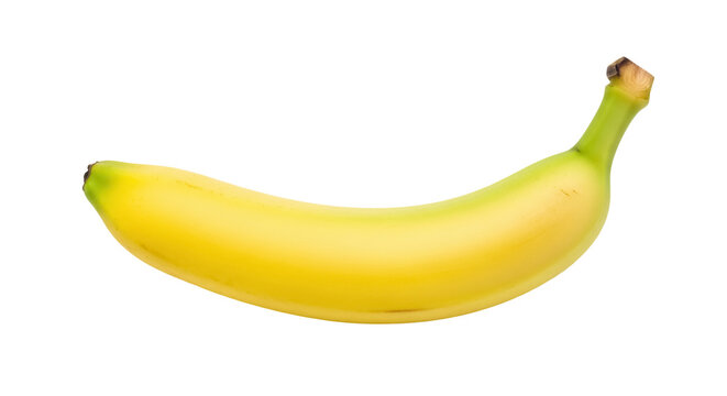 Ripe yellow banana PNG isolated on transparent background, tropical fruit rich in potassium for healthy eating and snack