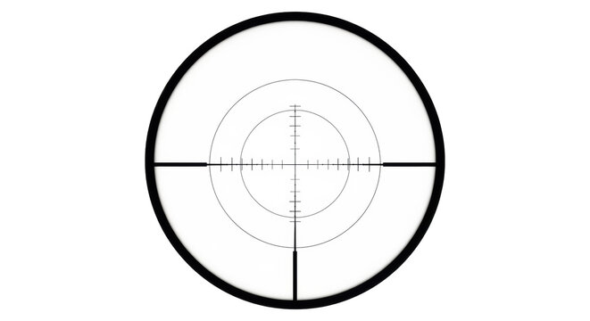 Precision scope reticle PNG isolated on transparent background, crosshair sight for aiming and targeting in hunting or shooting sports