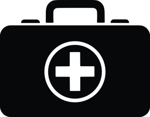 Obraz premium First Aid Kit Medical Bag Icon Vector. Doctor Suitcase Icon Emergency Medical Equipment Symbol Isolated.