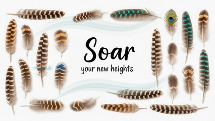 Elegant Feather Collection on White Background