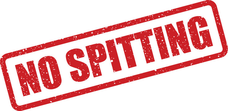 Red grunge rubber stamp impression clearly states the public health warning No Spitting on white