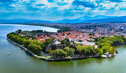 Obraz premium Aerial view of the city of Ioannina, Epirus, Greece