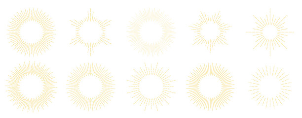  golden sunburst frame collection retro gold radial sun