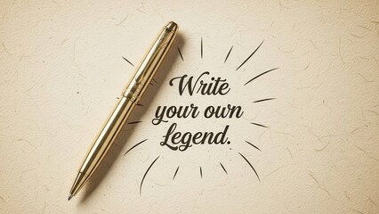 Golden Pen and Inspiring Quote on Textured Paper