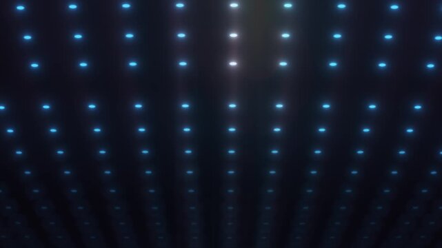 Glowing blue LED dot grid fading into darkness