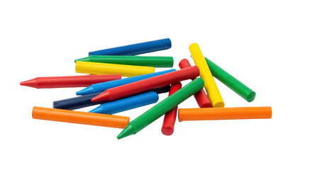 Pile of colorful wax crayons isolated PNG, art supplies for drawing and coloring on transparent background © Maria