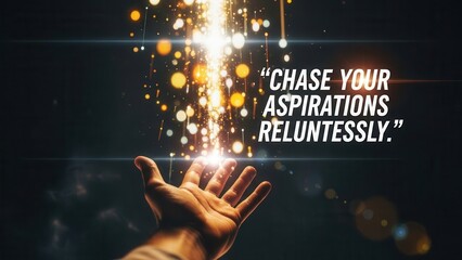 Hand Reaching Towards Golden Lights and Sparkles