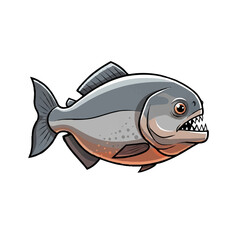 Fototapeta premium Piranha fish with sharp teeth swimming in water.
