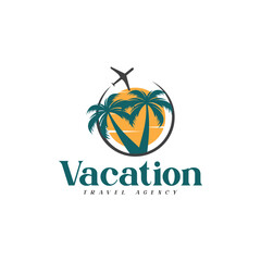 Holiday travel agency logo, travel agency vector template.
