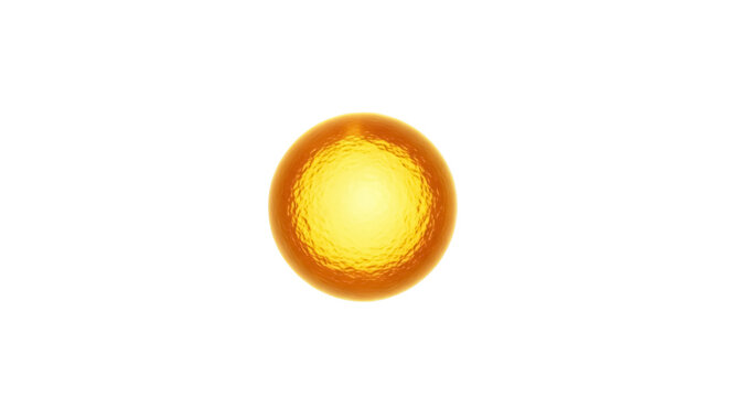 Shiny golden sphere PNG isolated on transparent background, bright yellow ball with metallic texture for graphic design and decoration