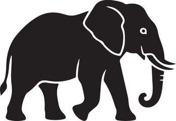 Obraz premium Elephant silhouette logo, strong bold shape.