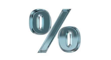 Shiny metallic percentage sign PNG isolated on transparent background, symbol for discount, sale,...