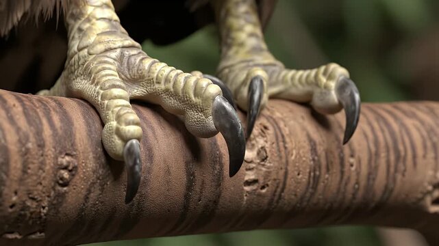Close Up of Eagle's Talons on Branch Strong Grip Sharp Claws Detailed Texture Natural Light Wildlife Observation