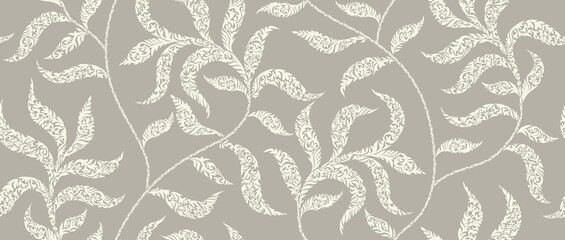 Obraz premium Abstract swirl floral leaves seamless pattern.