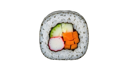 Delicious sushi roll with rice and vegetables isolated PNG, traditional Japanese cuisine for restaurant menu and healthy eating © Maria